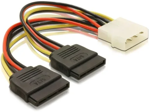 1x Molex naar 2x SATA Power Kabel Lengte 2x 20cm