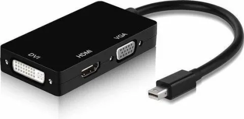 Displayport Mini Thunderbolt naar Hdmi Vga Dvi Converter 4K Zwarte Adapter