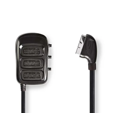 Scart Switch met 3-Poorts met knoppen en 15cm kabel