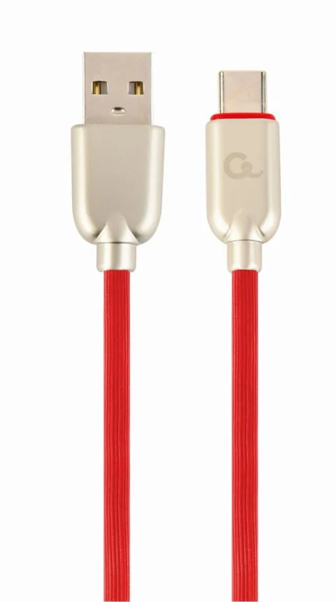 Premium USB Type-C laad- & datakabel 'rubber', 2 m, rood