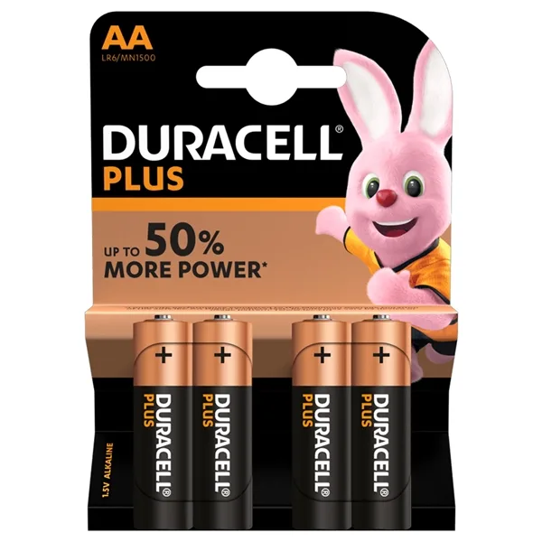 DURACELL PLUS POWER ALKALINE AA/MN1500 BLISTER 4