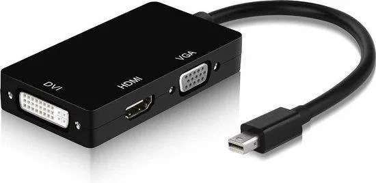 Displayport Mini Thunderbolt naar Hdmi Vga Dvi Converter 4K Zwarte Adapter