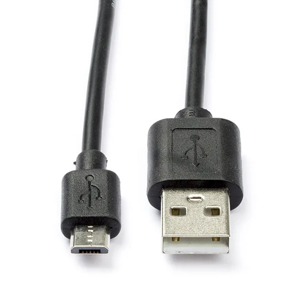 USB 2.0 naar Micro USB 1M Oplaadkabel Zwart