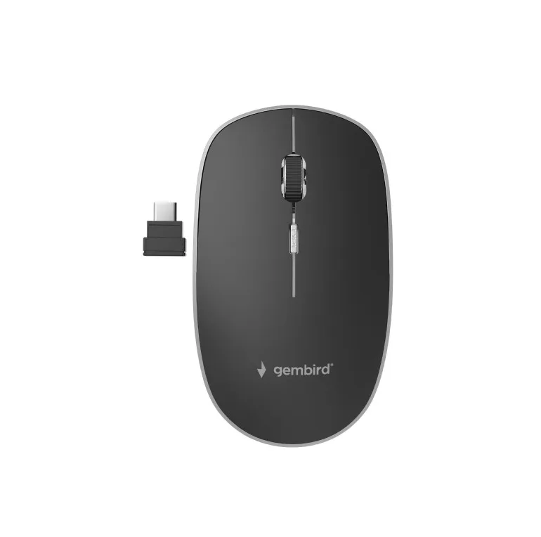 Stille Draadloze Optische Muis, USB-C Zwart