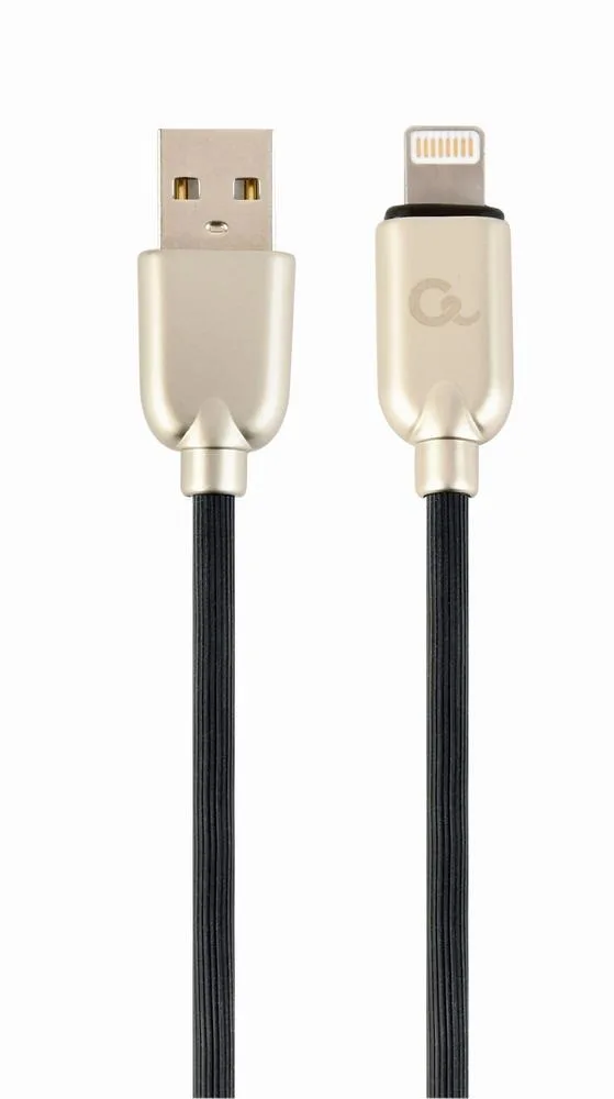 Premium 8-pin laad- & datakabel 'rubber' 2 meter zwart