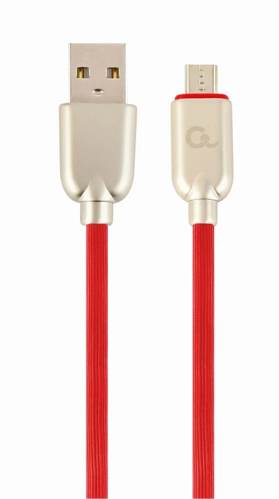 Premium micro-USB laad- & datakabel 'rubber', 2 m, rood